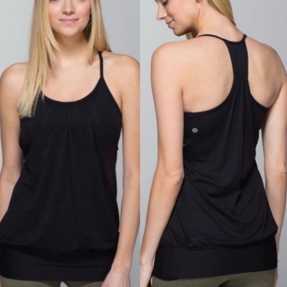 lululemon athletica Tops - Lululemon No Limit Built in Bra Black Tank Top Size 6